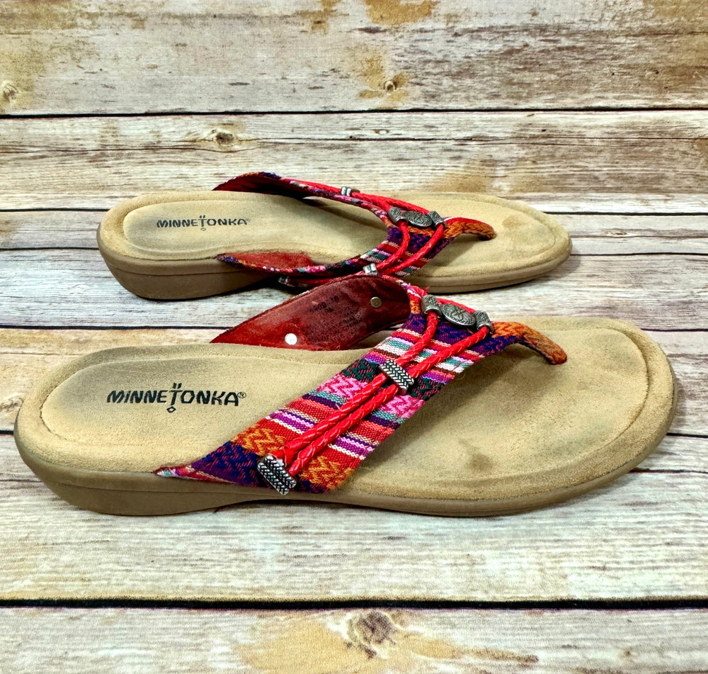 Minnetonka Womens Silverthorne 360 Southwestern Frisco Stripe Sandals 10M
